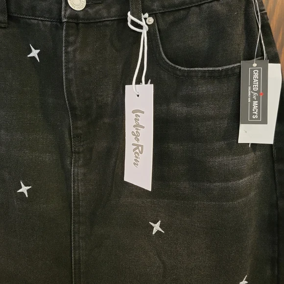 Indigo Rein Black Jean Skirt. Star Embellished - Picture 2 of 13